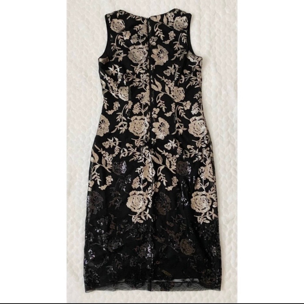 Sequined Embroidered V-Neck Cocktail Holiday‎ Party Midi Dress 8 Donna Riicco - Picture 15 of 15